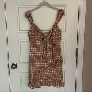 Storia Red and White Checkered Mini Dress | M